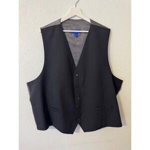 EGARA Men's Black Wool Vest Size 4X Adjustable‎ Back Formal Dress